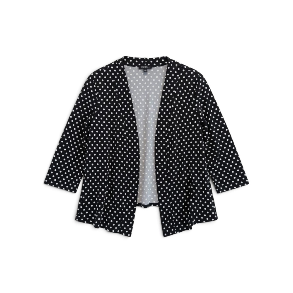 Roz & Ali Polka Dot Cardigan Women XL Mid Century Mod Rockabilly Black White